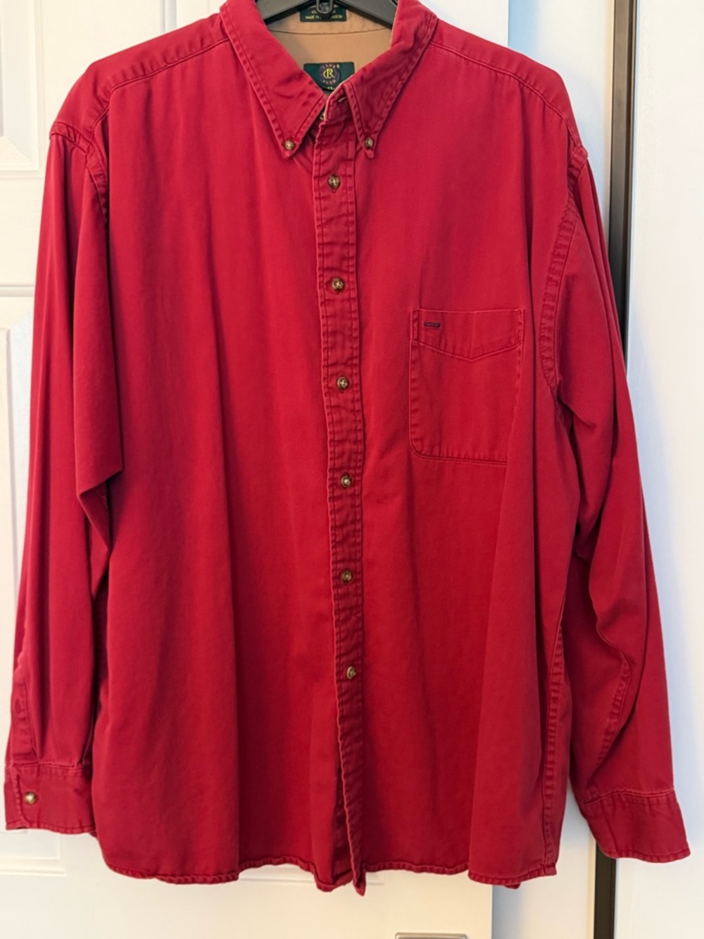 Club Room Men's Red Long-Sleeve Button-Down Shirt